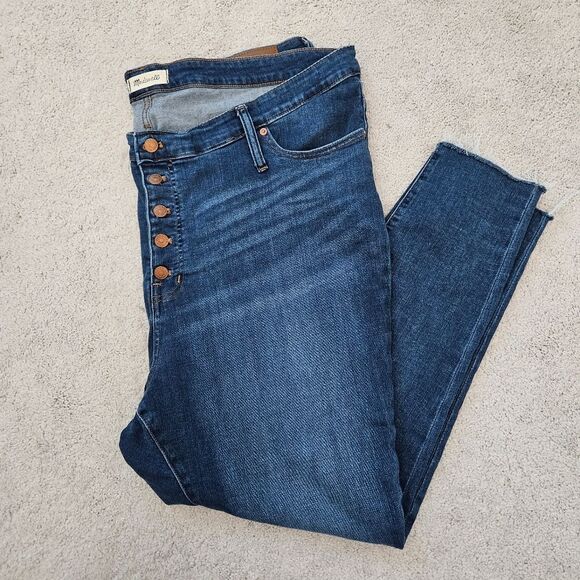 NWOT Madewell Button Fly 9" Mid-Rise Skinny Medium Wash Denim Jeans Women's 37 - Picture 1 of 9